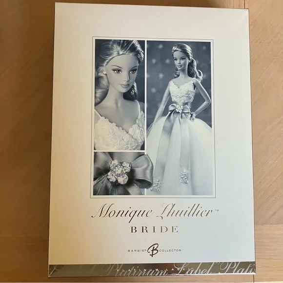 MONIQUE LHUILLIER Platinum Label Blonde Bride Barbie Collector Doll 2006 NIB - Picture 2 of 16